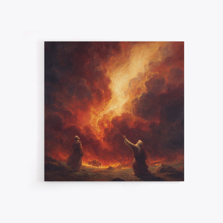 Apocalyptic Firestorm Biblical Scene Wall Art, Dramatic Religious Canvas Print, Christian Decor, Fine Art Print, Living Room Decor