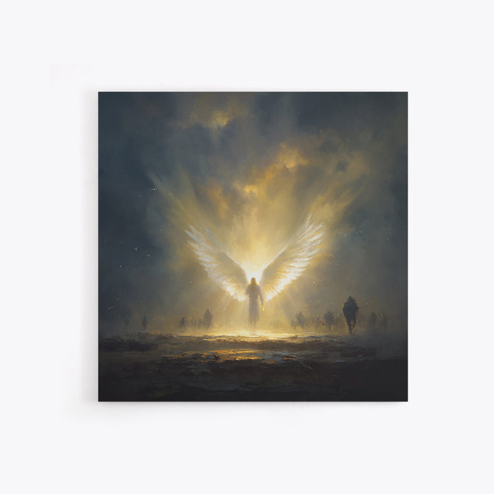 Radiant Angel With Golden Wings Canvas Print, Spiritual Wall Art, Fantasy Artwork, Christian Gift, Dramatic Home Decor, Fine Art Print