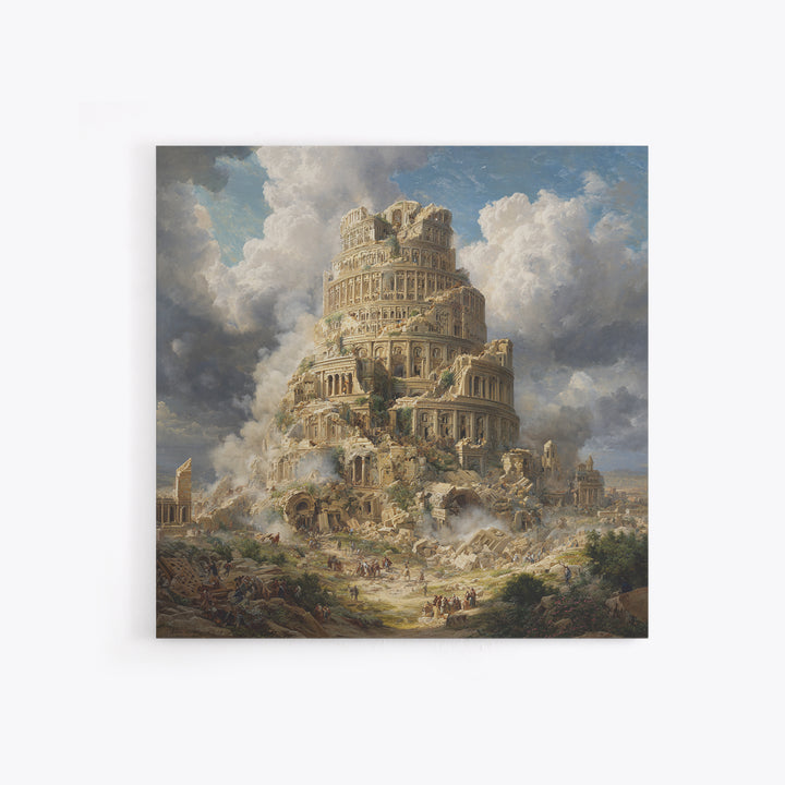 Tower Of Babel Ruins Canvas Print, Biblical Architecture Wall Art, Classical Painting, Historical Decor, Large Art Print
