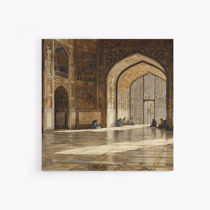 Ornate Mosque Interior Prayer Wall Art, Islamic Architecture Canvas Print, Ramadan Decor, Spiritual Home Decor, Muslim Gift