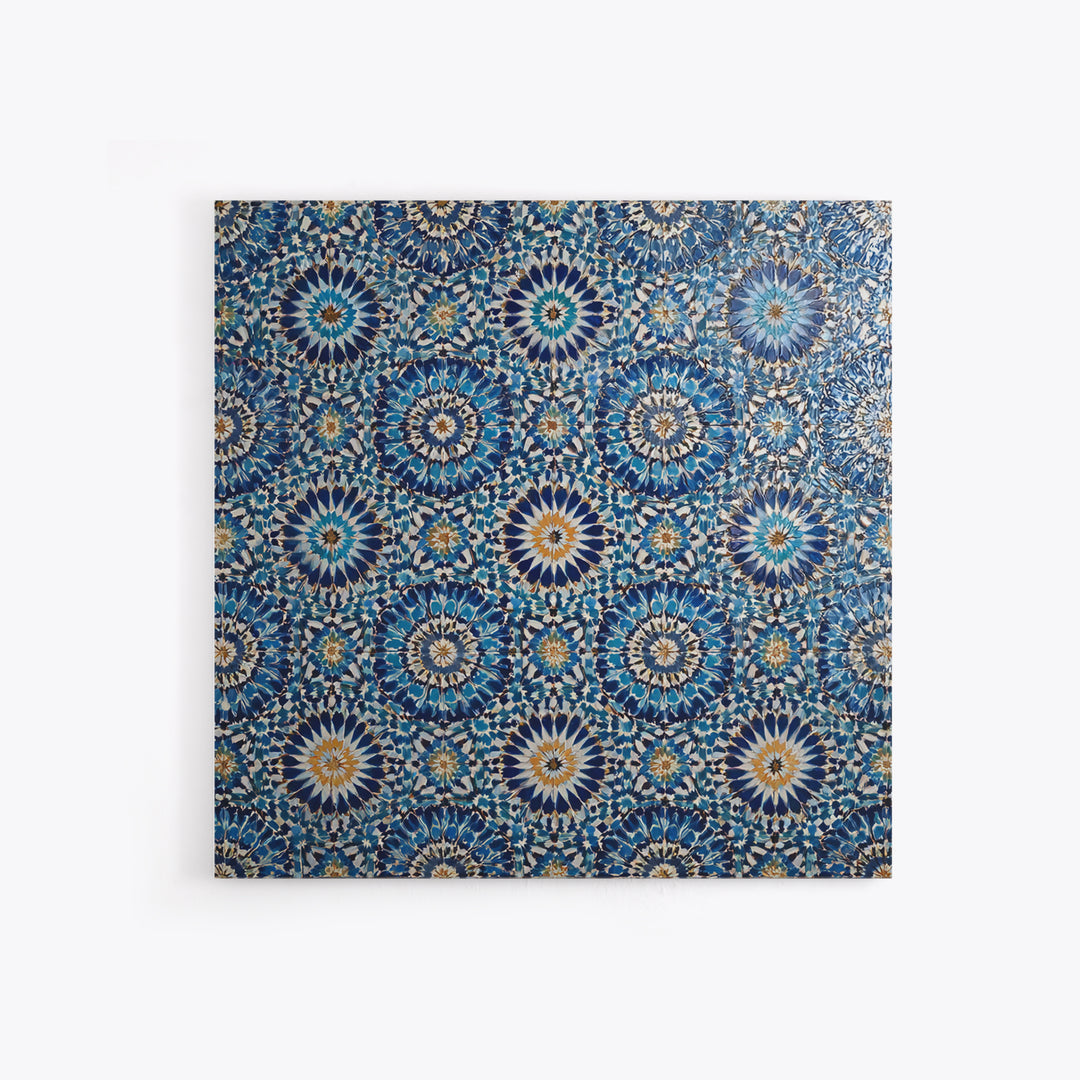 Blue Moroccan Zellige Tile Pattern Wall Art, Geometric Wall Decor, Islamic Home Decor, Mediterranean Canvas Print For Entryway