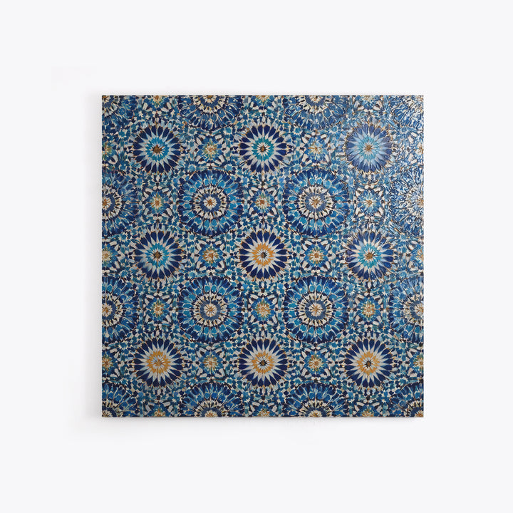 Blue Moroccan Zellige Tile Pattern Wall Art, Geometric Wall Decor, Islamic Home Decor, Mediterranean Canvas Print For Entryway