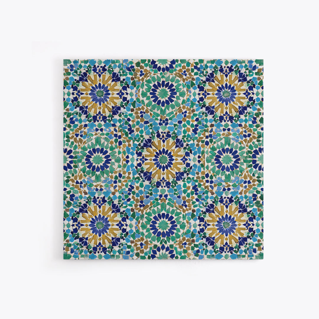 Moroccan Mosaic Tile Pattern Wall Art, Islamic Geometric Print, Teal Blue Wall Decor, Mediterranean Morocco Home Decor Gift