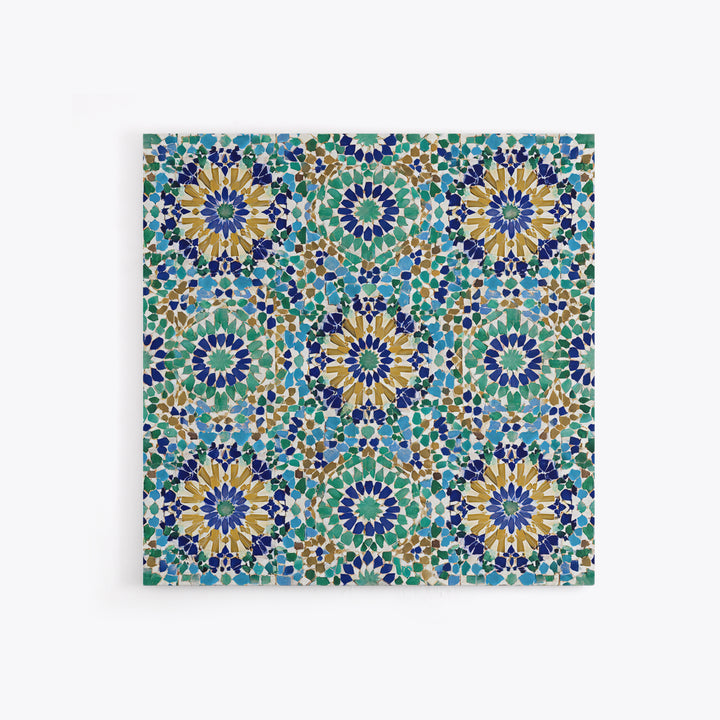 Moroccan Mosaic Tile Pattern Wall Art, Islamic Geometric Print, Teal Blue Wall Decor, Mediterranean Morocco Home Decor Gift