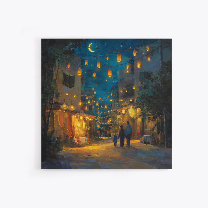 Moonlit Lantern Bazaar Wall Art, Middle Eastern Night Market Print, Ramadan Decor, Travel Poster, Warm Boho Home Decor Gift