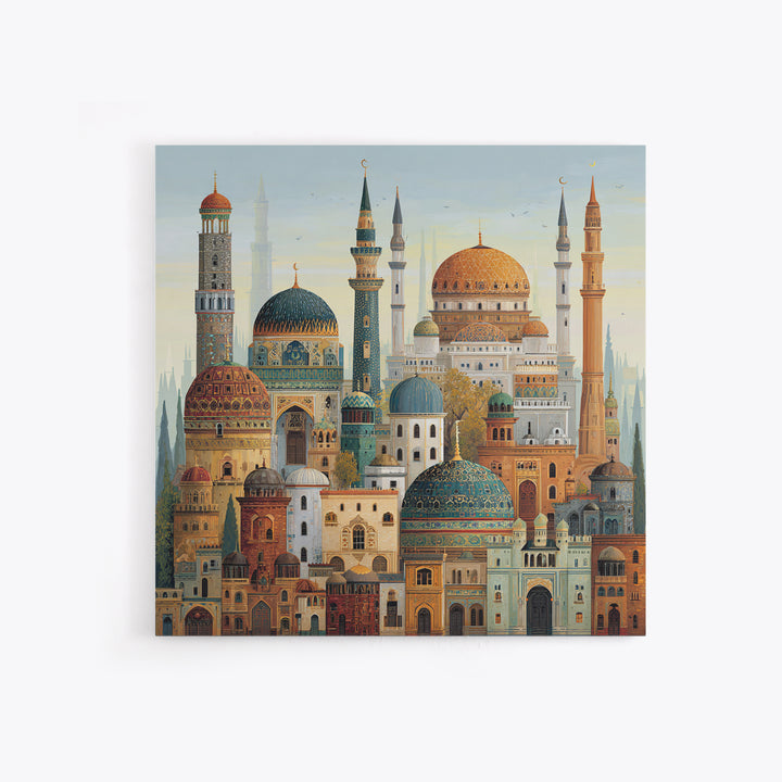 Ornate Islamic Mosque Domes Wall Art, Arabic Architecture Canvas Print, Middle Eastern Decor, Ramadan Gift, Gallery Print