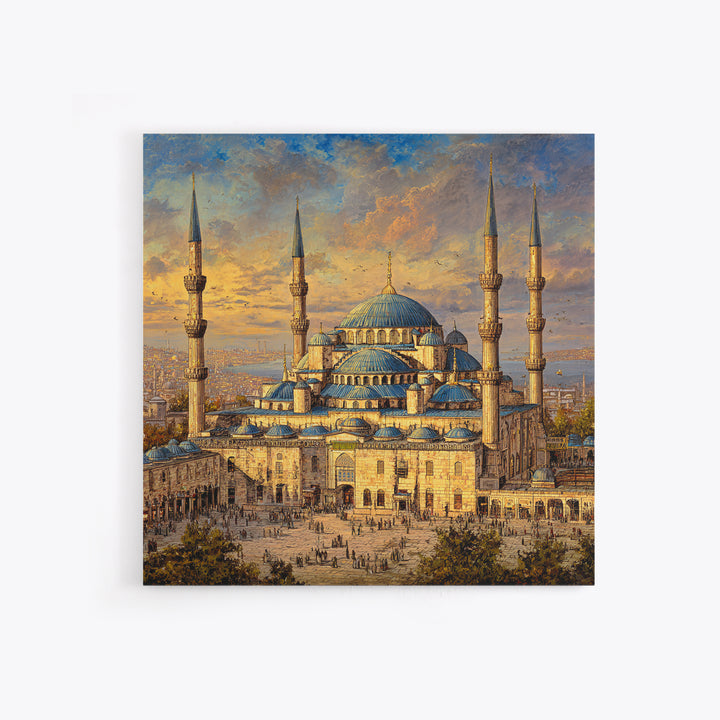 Blue Mosque Istanbul Framed Canvas Print, Islamic Architecture Wall Decor, Turkey Travel Poster, Elegant Living Room Art
