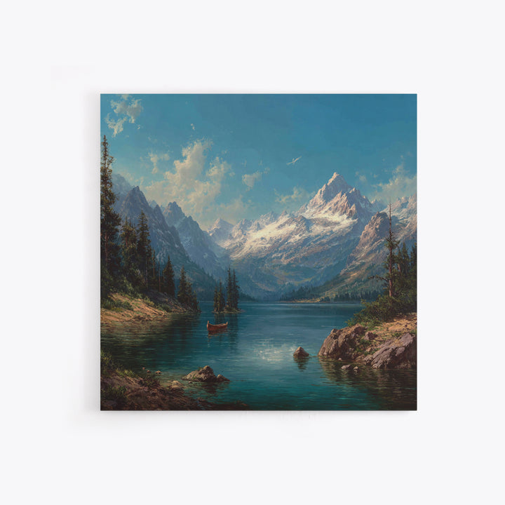 Alpine Lake With Snowy Peaks Wall Art, Mountain Landscape Canvas Print, Cabin Decor, Lake House Gift, Nature Art For Living Room