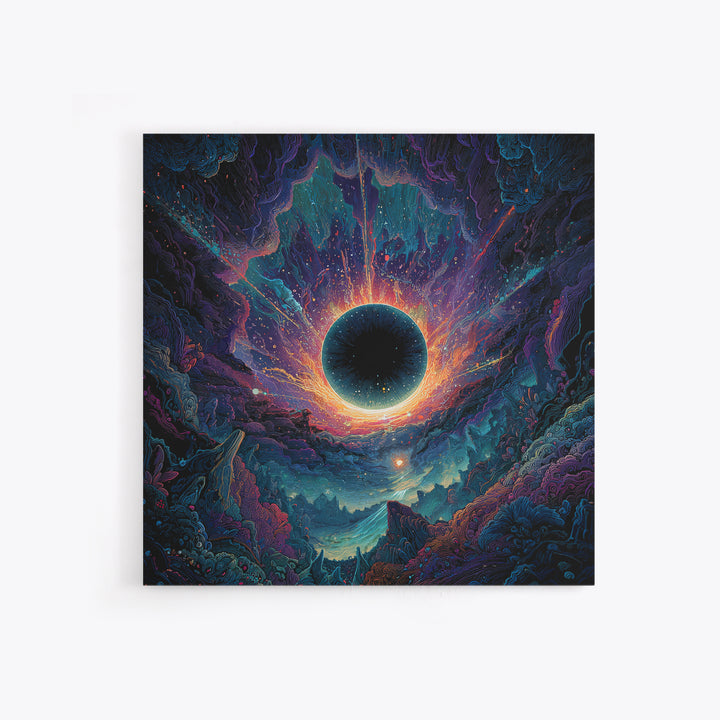 Cosmic Black Hole Abstract Space Landscape Wall Art Surreal Galaxy Painting Trippy Psychedelic Decor Modern Canvas Print