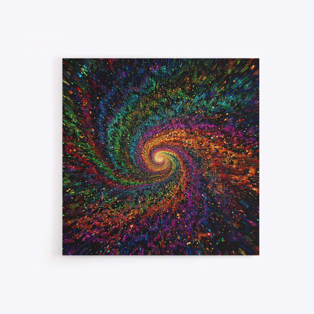 Rainbow Galaxy Spiral Wall Art, Colorful Cosmic Abstract Painting, Psychedelic Universe Decor, Modern Statement Canvas Print