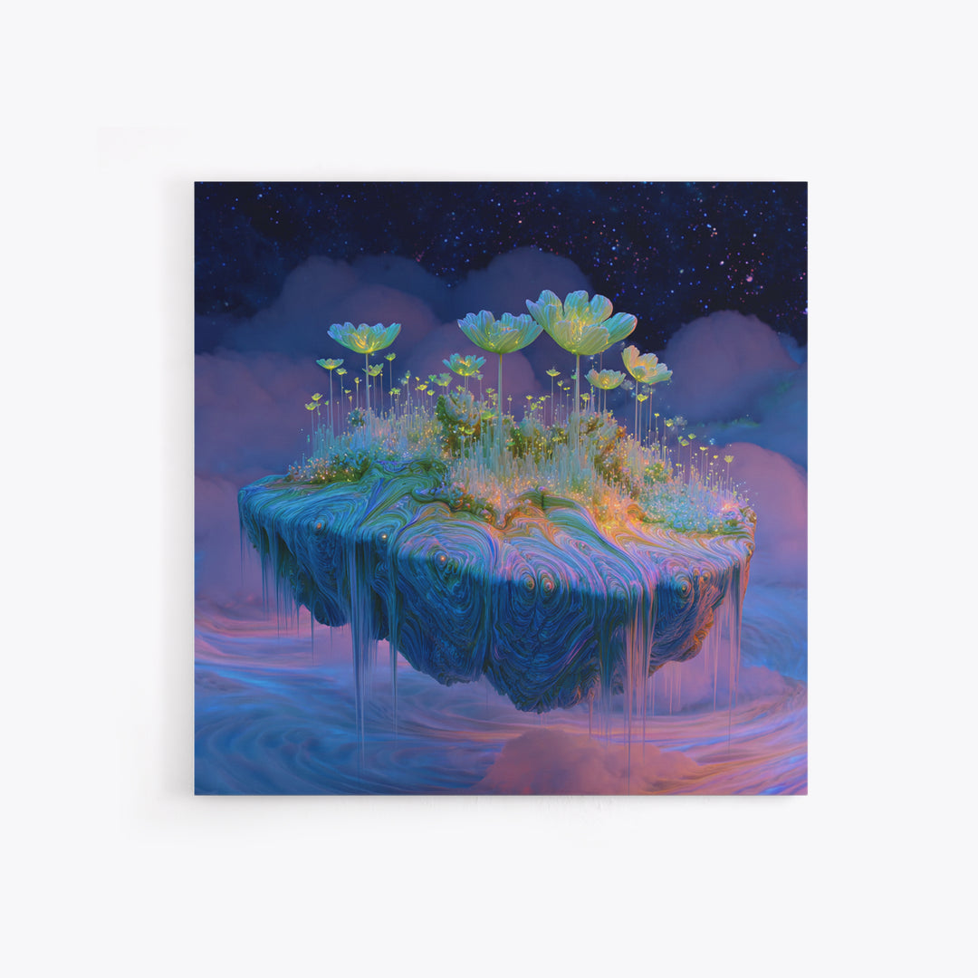 Floating Fantasy Island Wall Art, Surreal Dreamy Landscape Canvas Print, Whimsical Celestial Decor, Colorful Fantasy Art