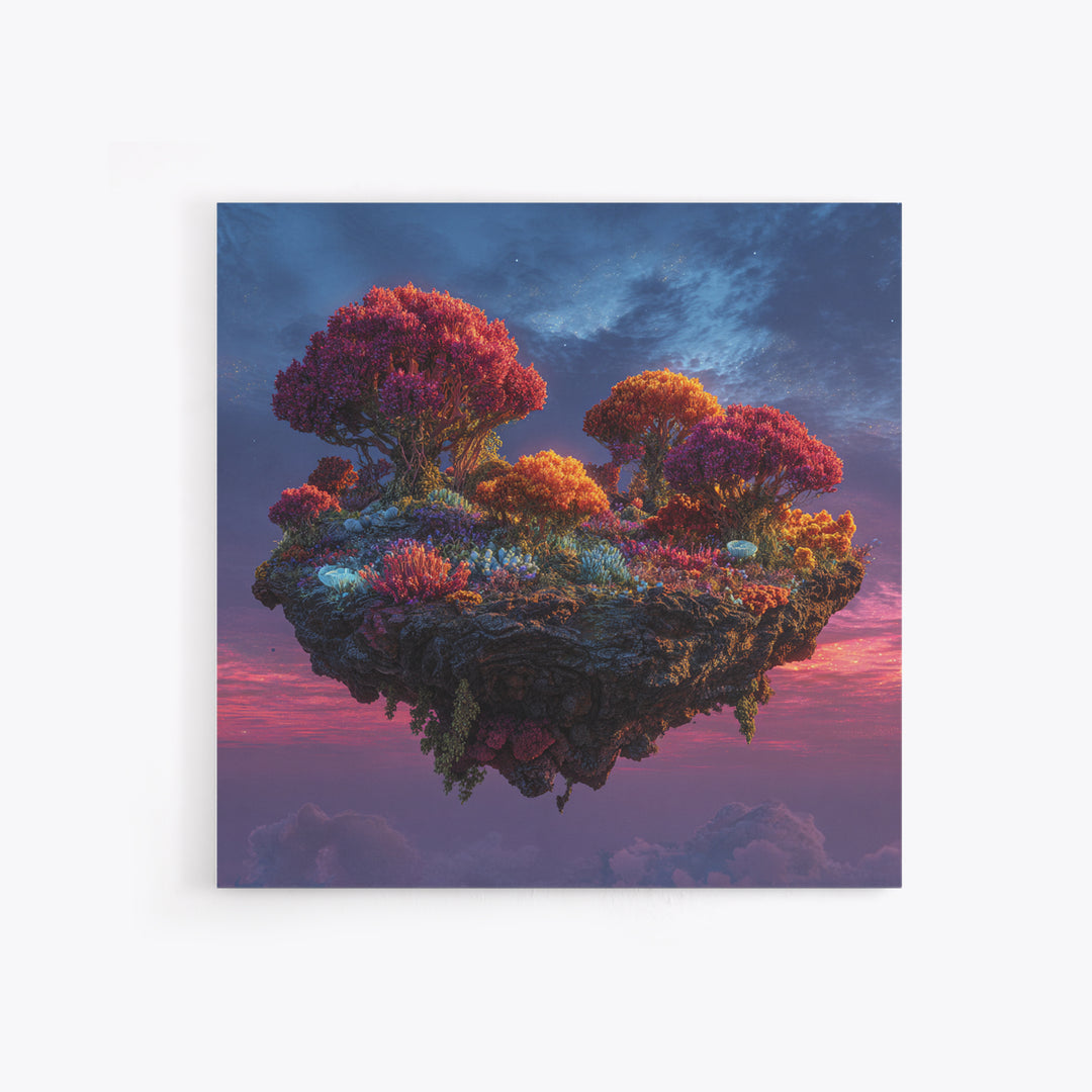 Floating Island Fantasy Landscape Canvas Print, Colorful Surreal Art, Dreamy Sky Wall Art, Fantasy Home Decor Living Room