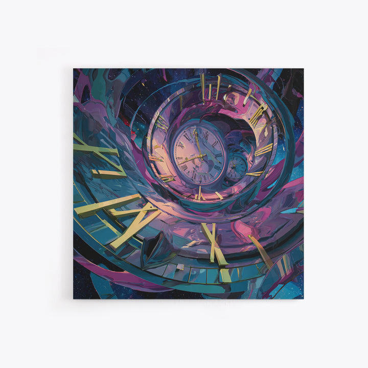 Surreal Spiral Clock Portal Wall Art, Cosmic Time Travel Canvas Print, Futuristic Sci Fi Decor For Office And Living Room
