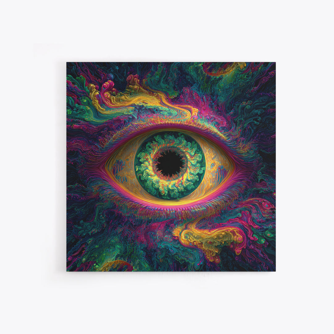 Psychedelic Cosmic Eye Abstract Wall Art, Trippy Colorful Visionary Canvas Print, Mystical Boho Room Decor