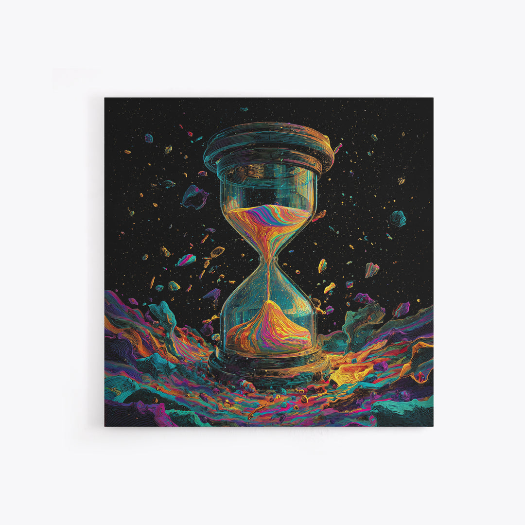 Cosmic Hourglass Surreal Space Art Wall Art Print, Colorful Abstract Painting, Modern Home Decor Canvas Print