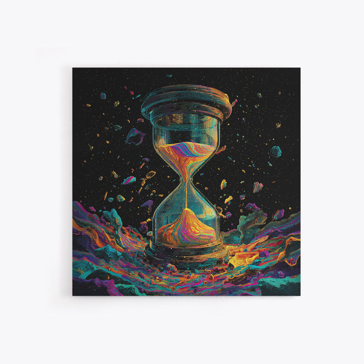 Cosmic Hourglass Surreal Space Art Wall Art Print, Colorful Abstract Painting, Modern Home Decor Canvas Print