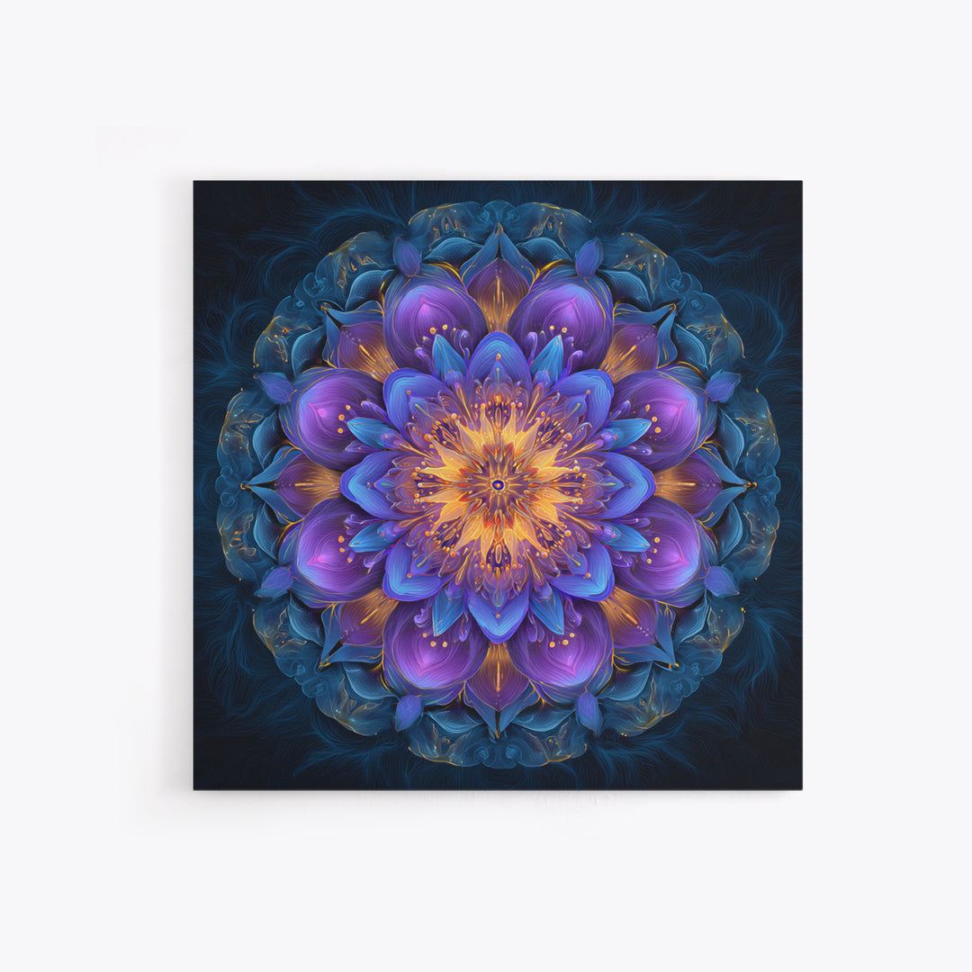 Vibrant Mandala Flower Wall Art, Colorful Boho Sacred Geometry Canvas Print, Meditation Room Decor And Modern Spiritual Art
