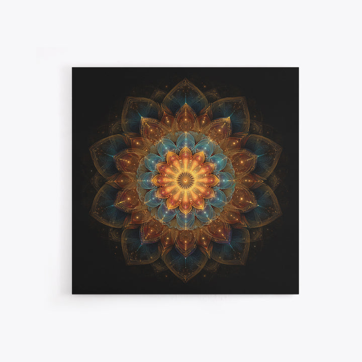 Intricate Golden Mandala On Black Celestial Sacred Geometry Wall Art Canvas Print Boho Spiritual Home Decor