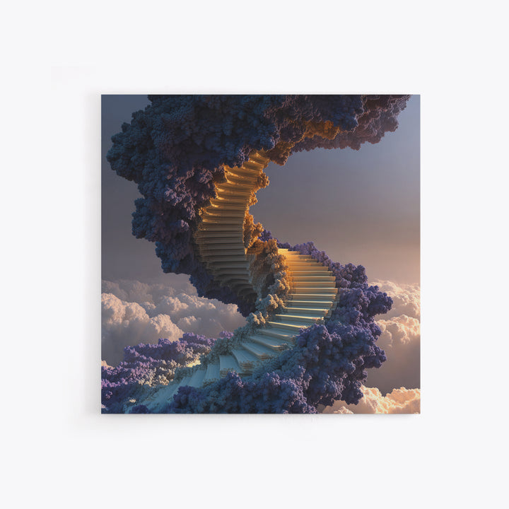 Surreal Staircase Through Clouds Canvas Print, Dreamy Sky Landscape, Whimsical Wall Art For Bedroom Or Living Room Decor
