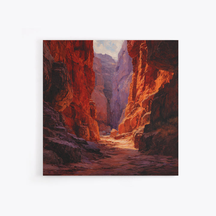 Sunlit Red Canyon Oil Landscape Wall Art, Western Desert Canvas Print, Rustic Country Home Decor, Southwest Landscape Painting