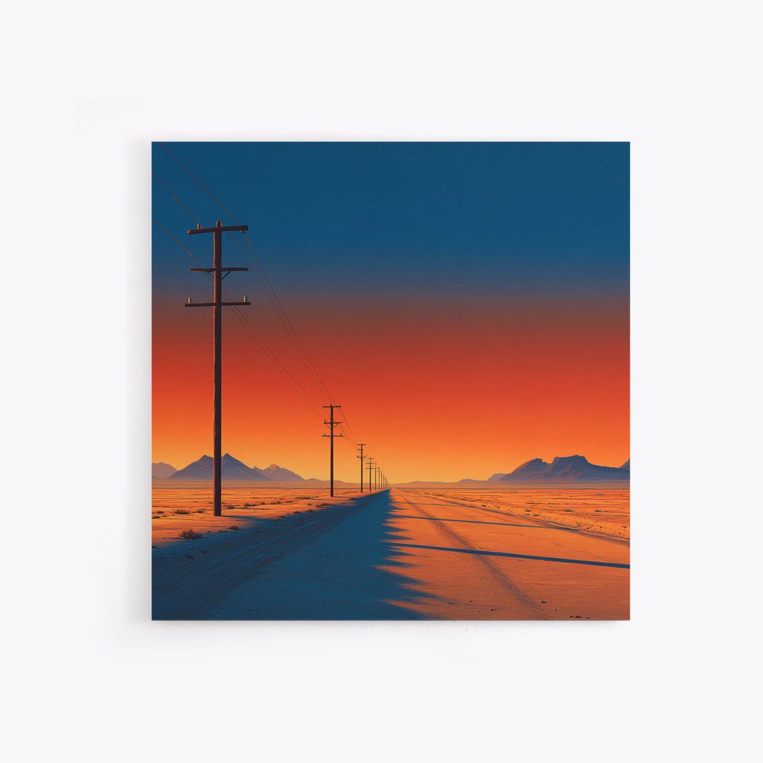 Minimal Desert Highway At Sunrise Wall Art, Colorful Modern Landscape Canvas Print, Southwestern Home Decor Office Art