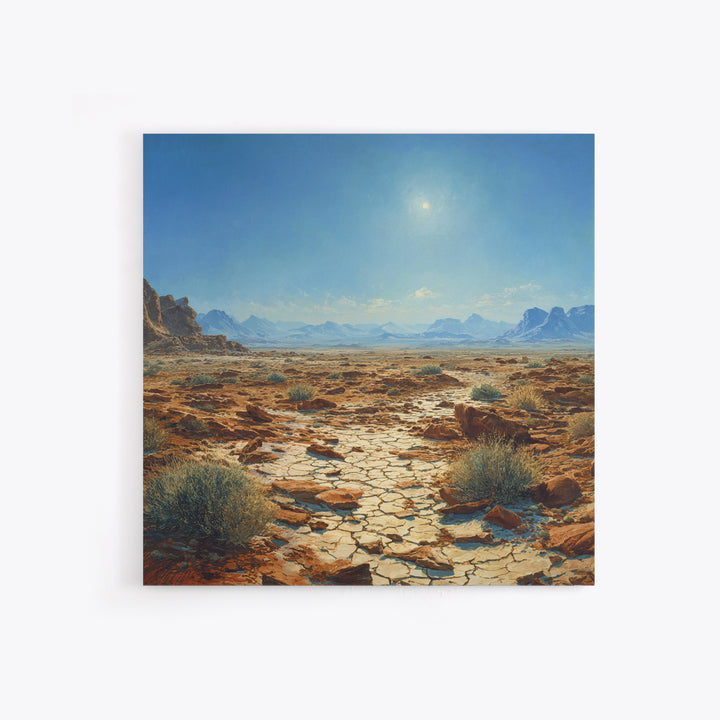 Sunlit Desert Plain Landscape Wall Art Print Southwestern Painting Rustic Nature Artwork For Living Room Decor Office Wall Art