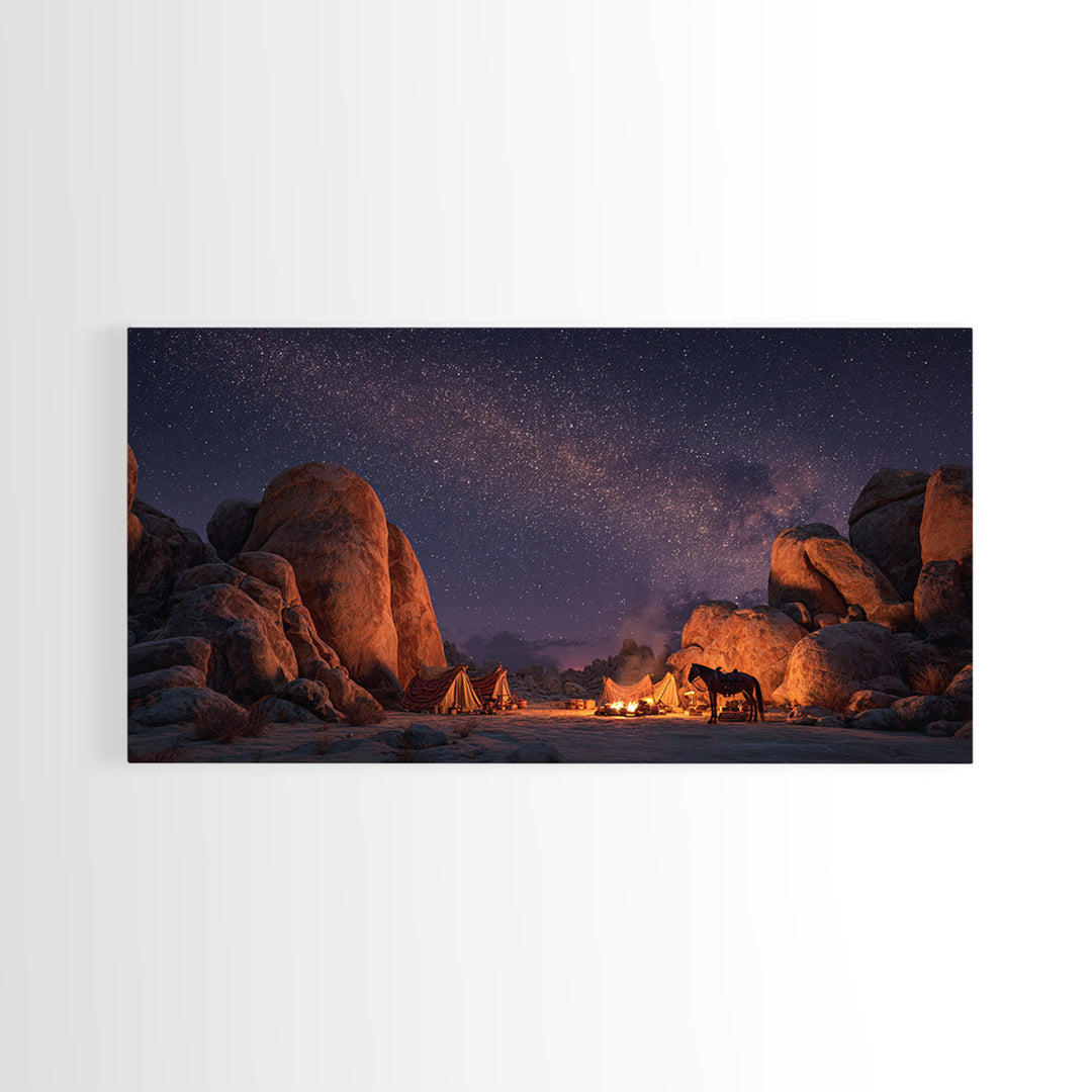 Epic Viking Warrior Kneeling With Sword In Snowy Landscape Dramatic Wall Art Original Canvas Print