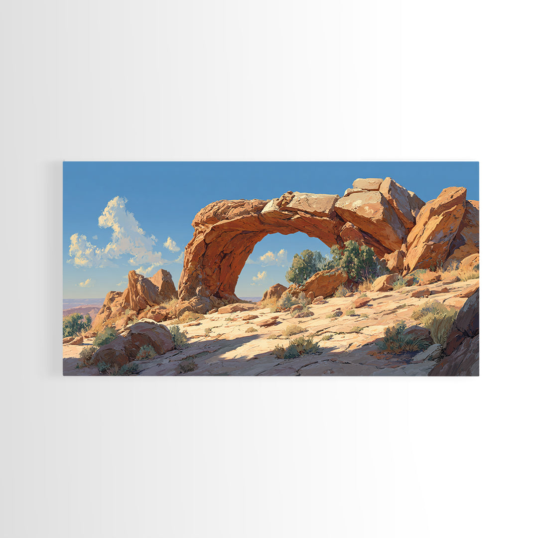 Majestic Natural Rock Arch Landscape Wall Art Print Stunning Canyon View Large Framed Canvas Print For Rustic Home Decor