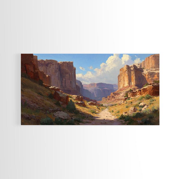 Expansive Canyon Landscape Wall Art Featuring Rocky Terrain And Vast Horizon Framed Canvas Print For Rustic Home Or Office Decor