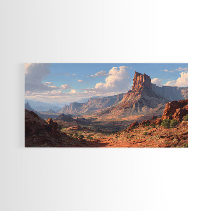 Stunning Red Rocky Mountain Landscape Painting Wall Art For Home Decoration Framed Canvas Print Mountain Scene Art