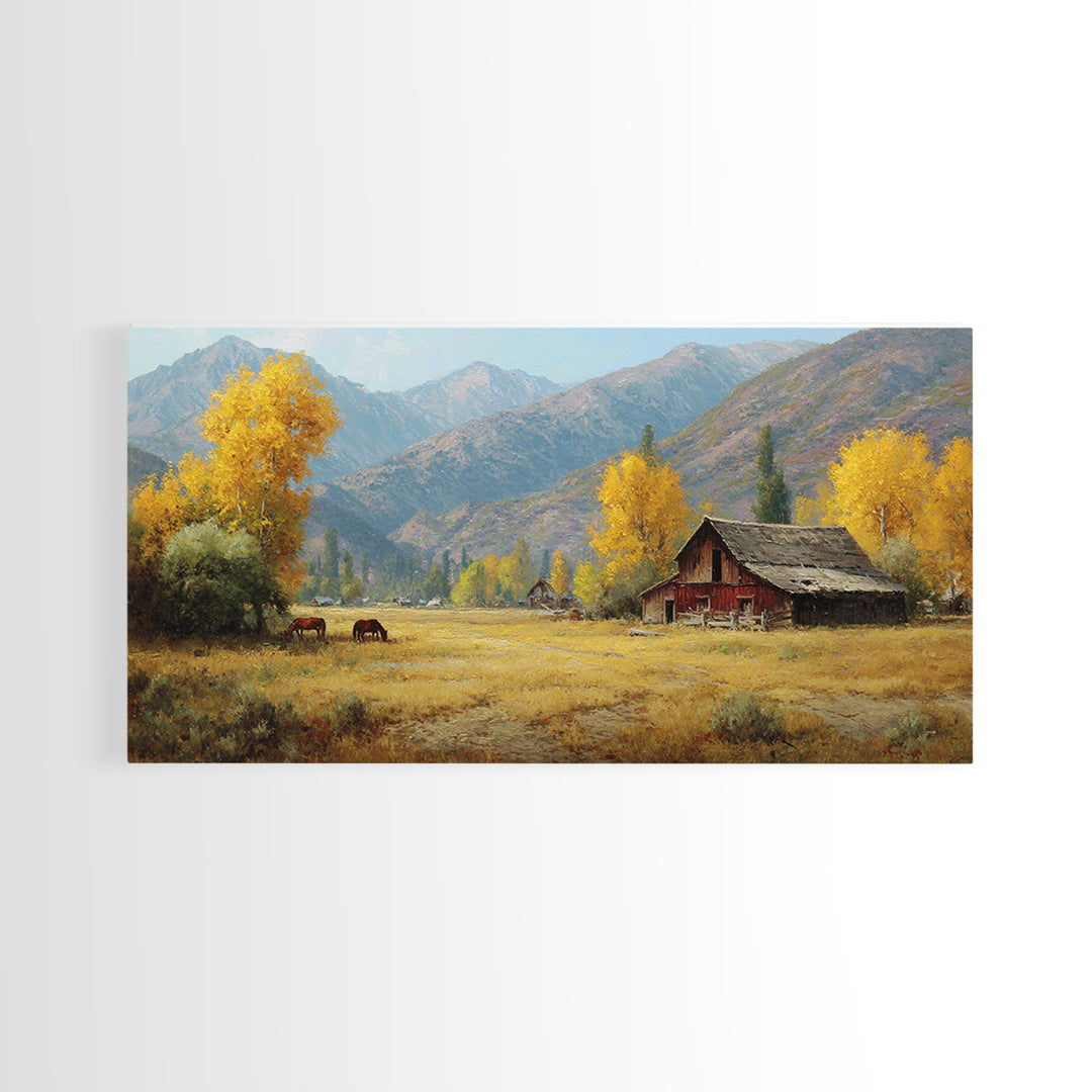 Stunning Autumn Mountain Landscape With Rich Foliage Wall Art Print For Rustic Living Room Decor Canvas Print