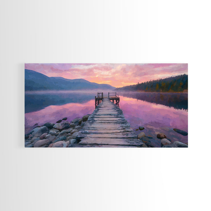 Serene Traditional Asian Temple Lit At Night With Misty Mountains Landscape Wall Art Canvas Print For Zen Decor