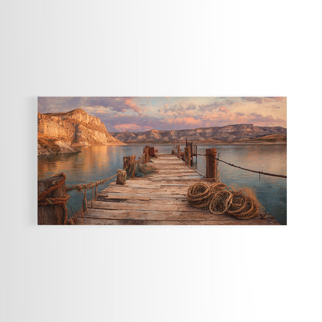Scenic Tropical Beach Sunset Digital Art Canvas Print Bright Vibrant Colorful Wall Art Coastal Home Decor