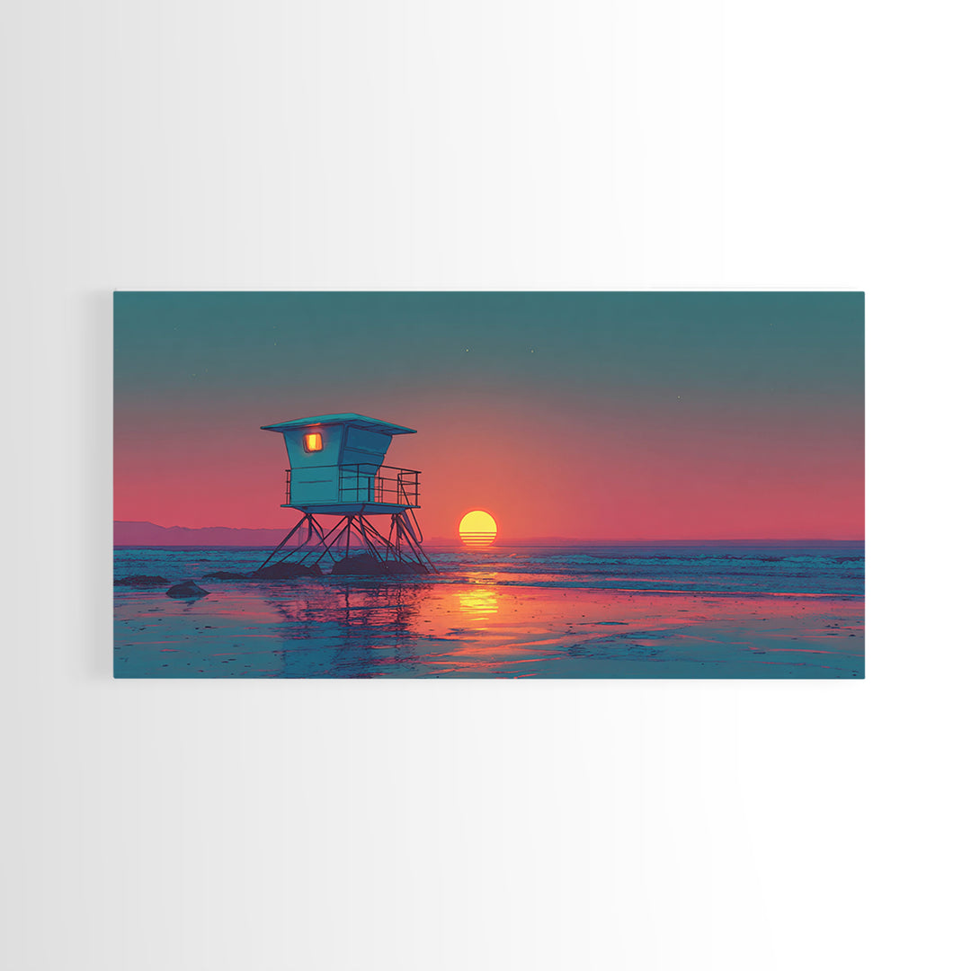 Serene Cool Blue Tropical Ocean With Calm Waters And Palm Trees Framed Canvas Print Coastal Wall Art Perfect For Living Room And Bedroom