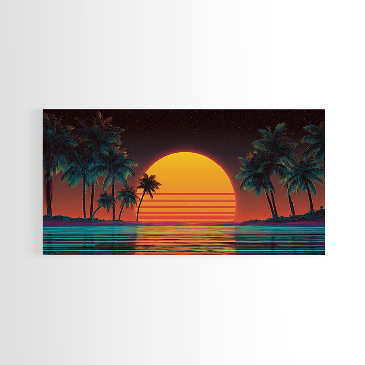 Beautiful Golden Sunset Over Ocean Calm Waves Large Wall Art Modern Coastal Canvas Print For Living Room And Bedroom Beach Decor