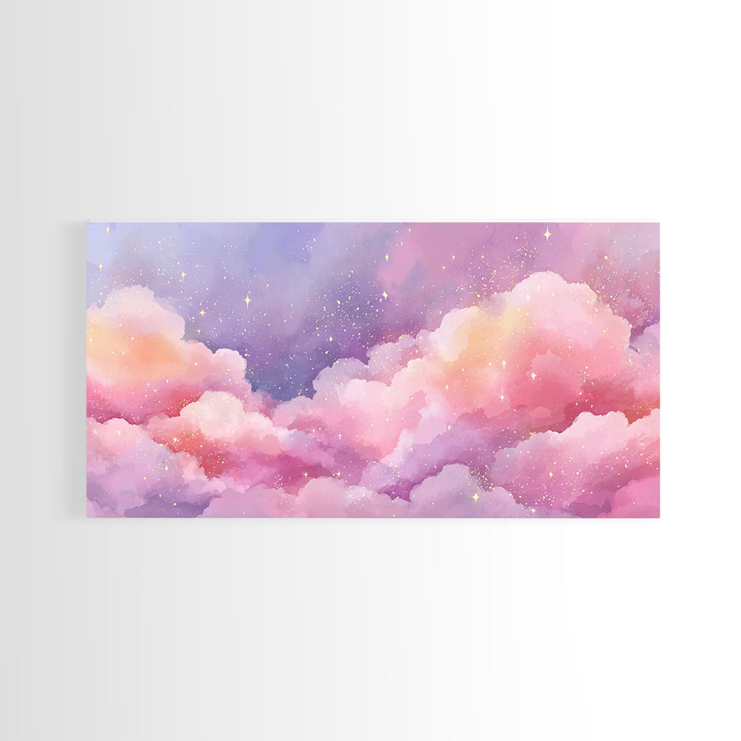 Pink Purple Cloudscape Wall Art, Pastel Celestial Decor, Dreamy Bedroom Wall Art, Nursery Wall Art, Whimsical Canvas Print