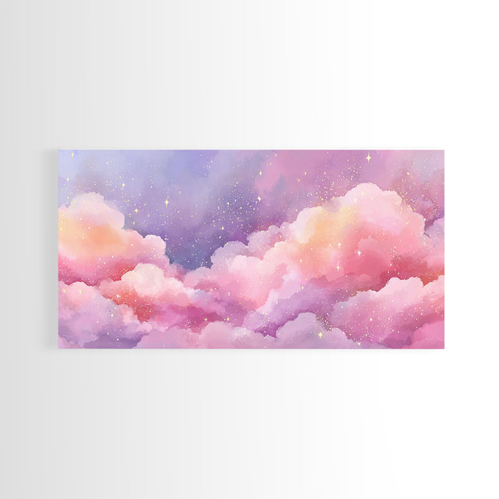 Pink Purple Cloudscape Wall Art, Pastel Celestial Decor, Dreamy Bedroom Wall Art, Nursery Wall Art, Whimsical Canvas Print