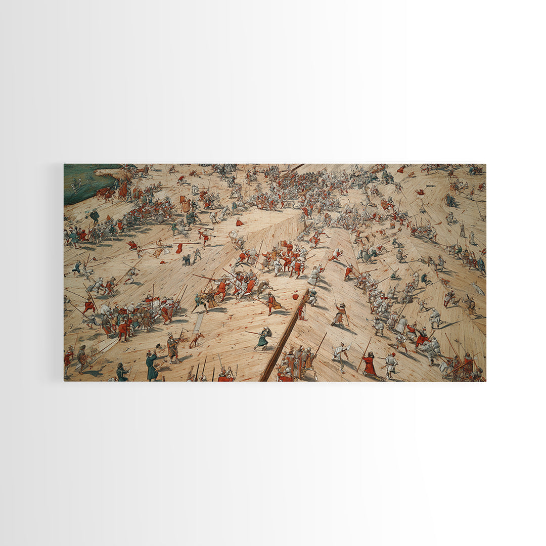 Medieval Battlefield Panorama Wall Art, Historic Army Battle Print, Detailed War Map Decor, Large Office Canvas Artwork, Gift For Him