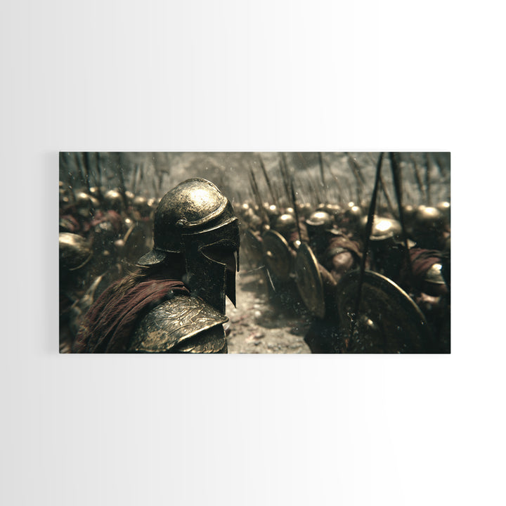 Epic Realistic Ancient Spartan Warrior Battle Scene Oil Painting Canvas Print Large Wall Art For Man Cave And Masculine Home Decor