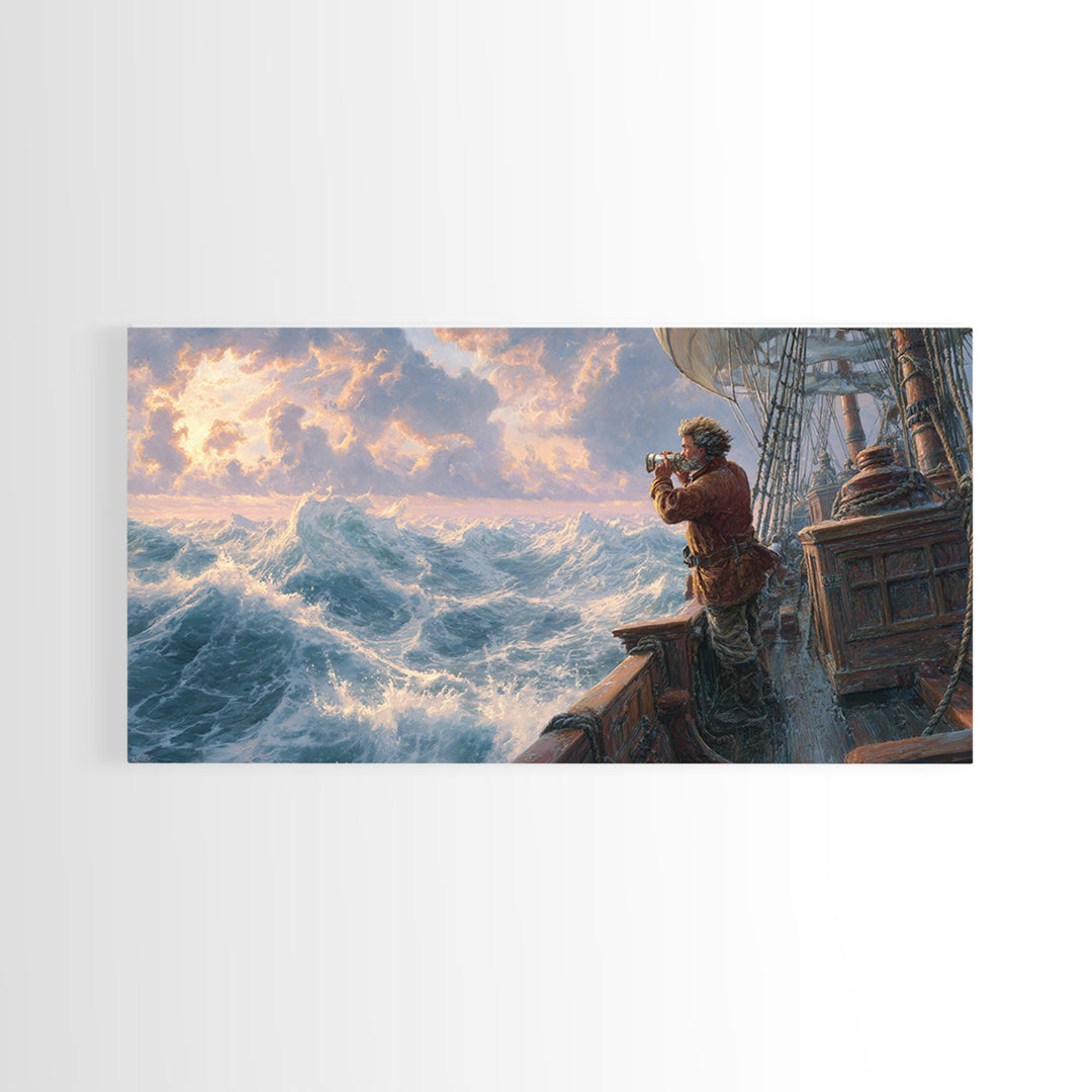 Stormy Ocean Ship Photographer Wall Art, Nautical Seascape Canvas Print, Maritime Decor, Coastal Gift For Him, Large Ocean Wall Decor