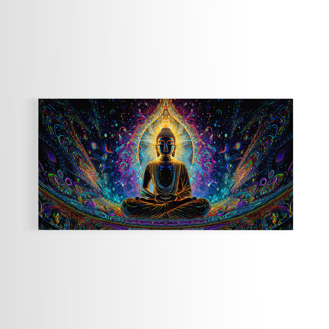 Vibrant Psychedelic Buddha Meditation Canvas Print Spiritual Wall Art Home Decor For Living Room And Yoga Space