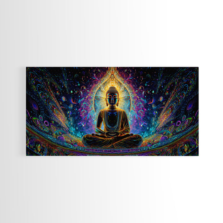Vibrant Psychedelic Buddha Meditation Canvas Print Spiritual Wall Art Home Decor For Living Room And Yoga Space