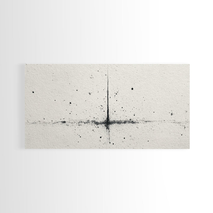 Abstract Black Ink Splatter On Neutral Background Minimalist Wall Art Canvas Print Modern Art For Office And Contemporary Home Decor