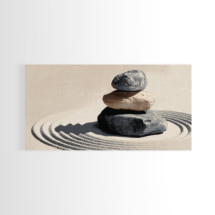 Zen Rock Pyramid Abstract Minimalist Wall Art Painting Canvas Print For Calm Modern Home Decor