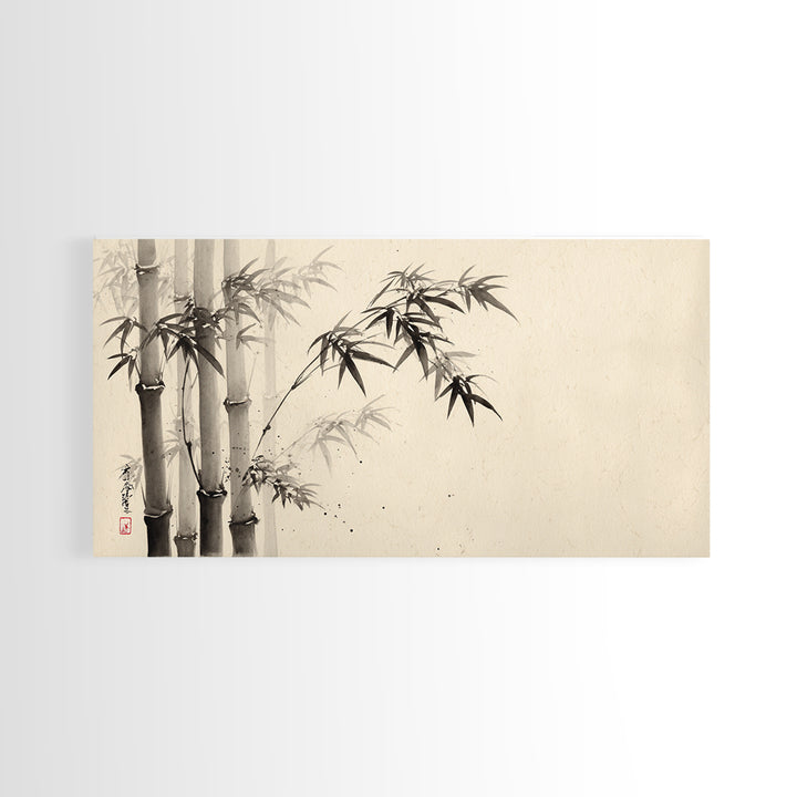 Traditional Ink Bamboo Painting Black And White Wall Art Print For Minimalist Home Decor And Asian Inspired Interior