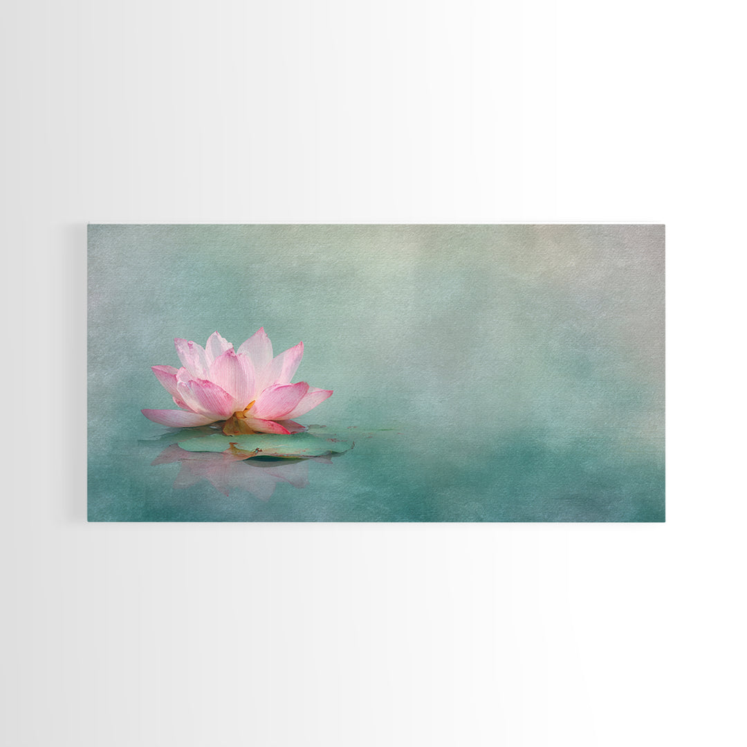 Elegant Pink Lotus Flower On Blue Water Serenity Floral Wall Art Canvas Print For Bedroom Or Living Room Decor