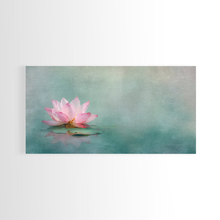 Elegant Pink Lotus Flower On Blue Water Serenity Floral Wall Art Canvas Print For Bedroom Or Living Room Decor