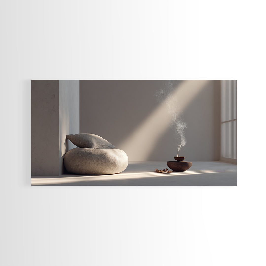 Serene Zen Room Calm Interior Design Wall Art Framed Canvas Print Minimalist Decor Modern Home Decor Relaxation Space Artwork