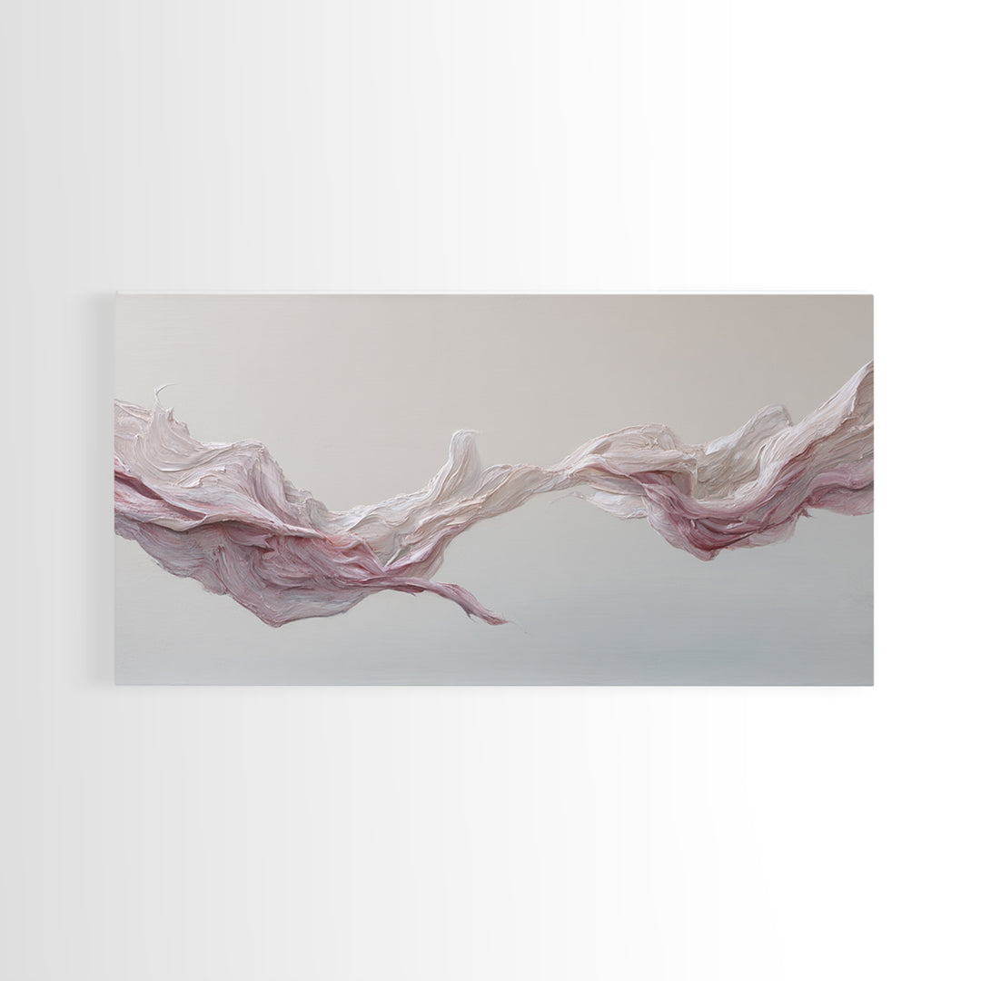 Elegant Abstract Flowing Pink And Beige Textured Acrylic Painting Canvas Print Perfect Modern Wall Art For Home Decor And Office