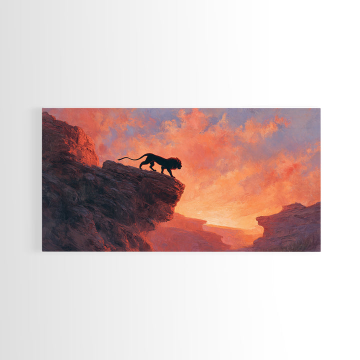 Black Panther Canyon Sunset Wall Art, Wildlife Canvas Print, Southwestern Decor, Big Cat Art, Dramatic Living Room Decor